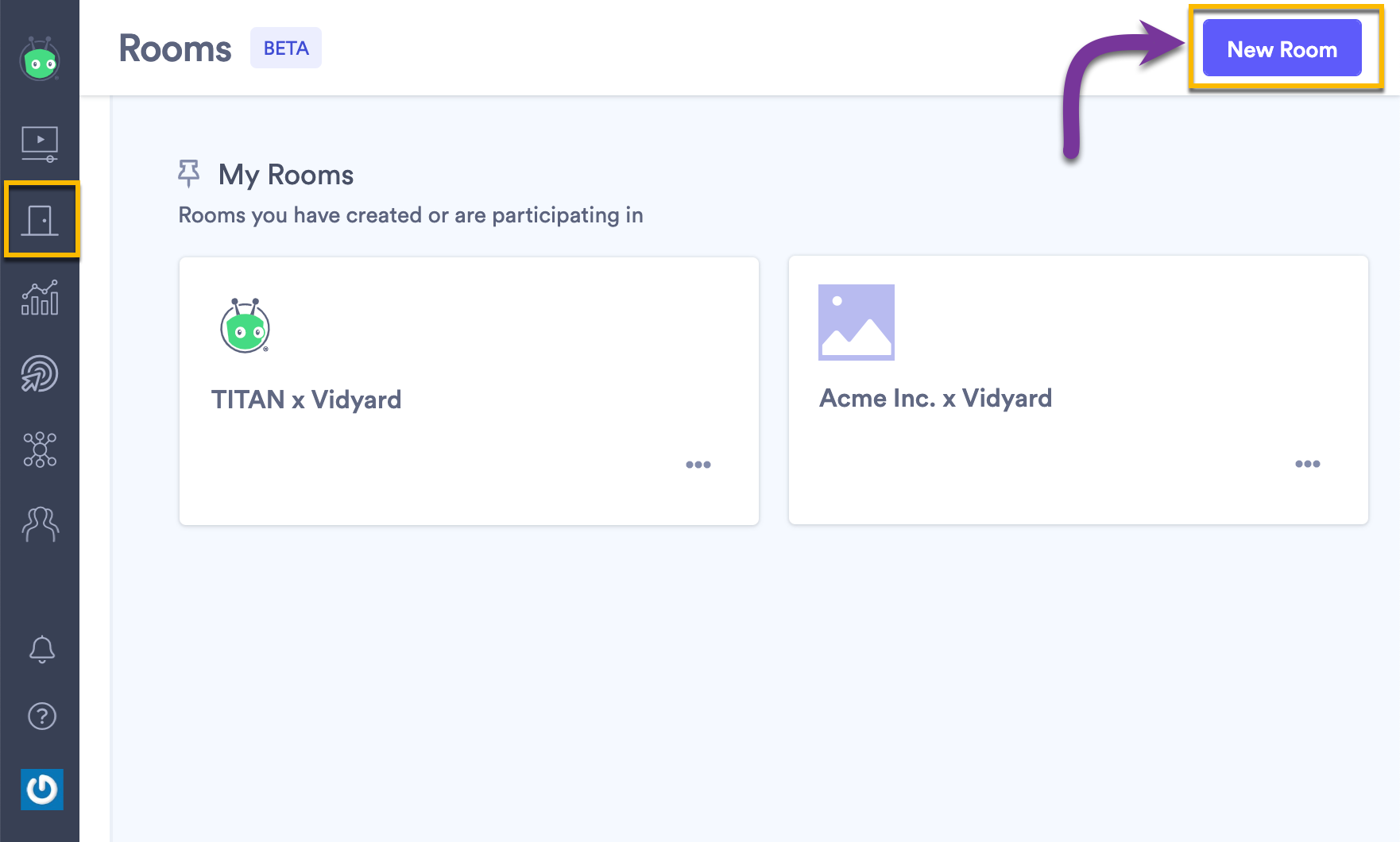 Creating a new Room in Vidyard from your Rooms Library