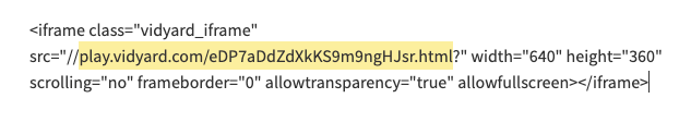 Example of iframe code with relevant URL highlighted