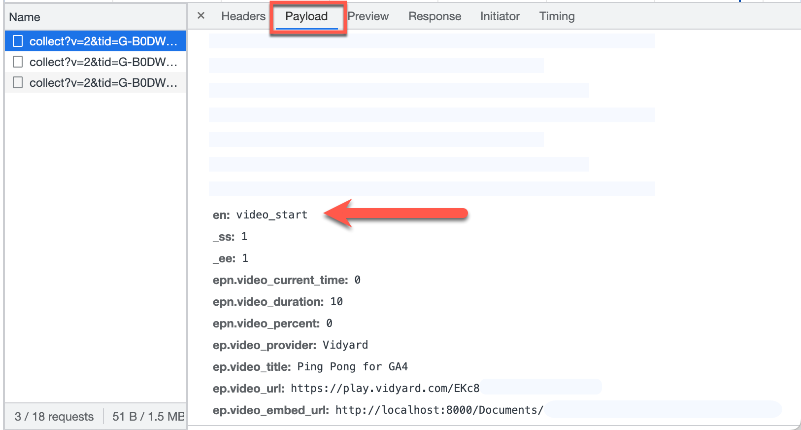 Looking at the video_start event being passed to GA in your browser's developer tools