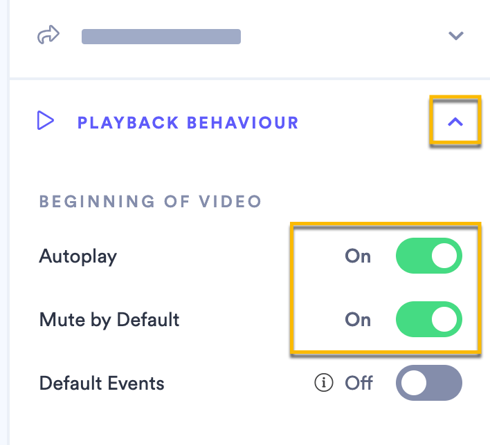 Switching both the Autoplay and Mute by Default toggle settings to ON