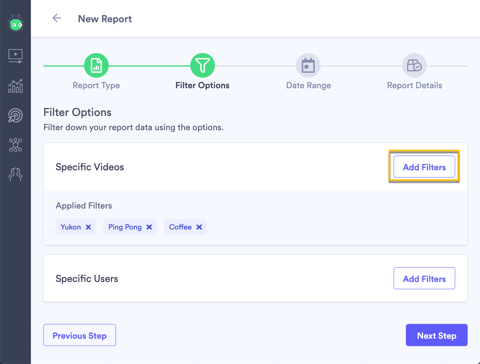 Adding filters to your report