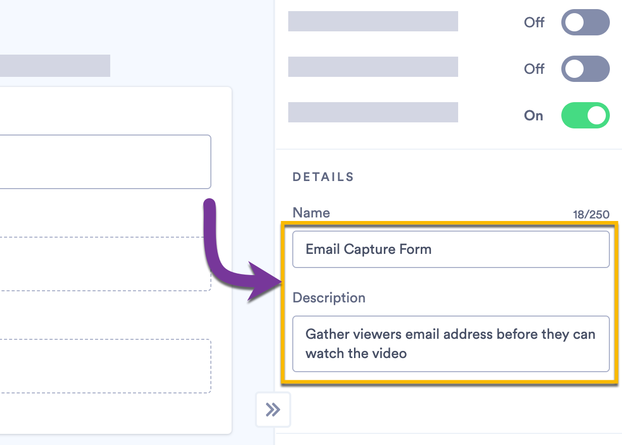 Giving your new Action a name and a description
