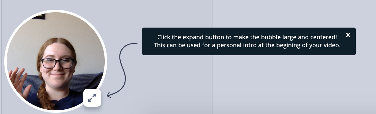Screen recording with camera bubble at small default size