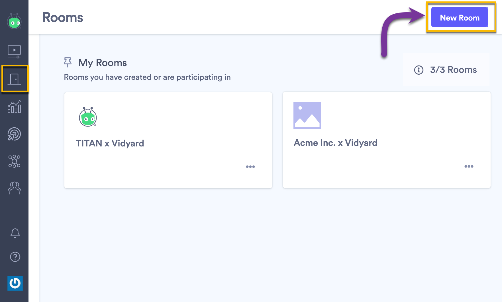 Creating a new Room in Vidyard from your Rooms Library