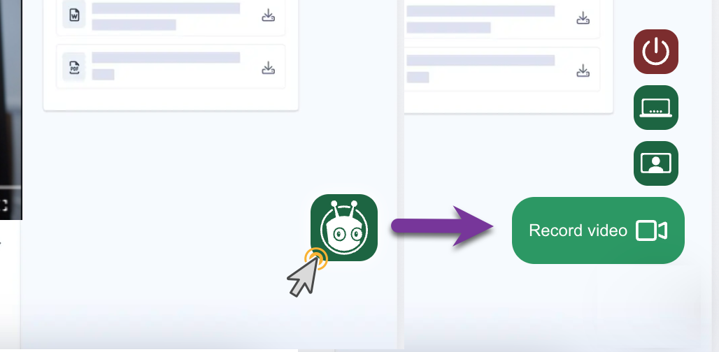 Hover button to launch Vidyard extension at bottom right-hand corner of the screen