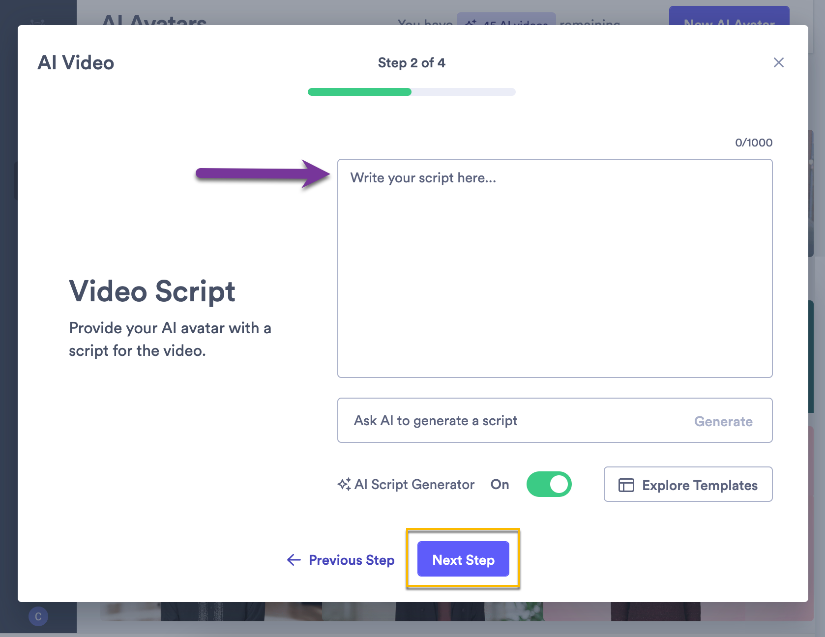 How to generate an AI video – Vidyard Support