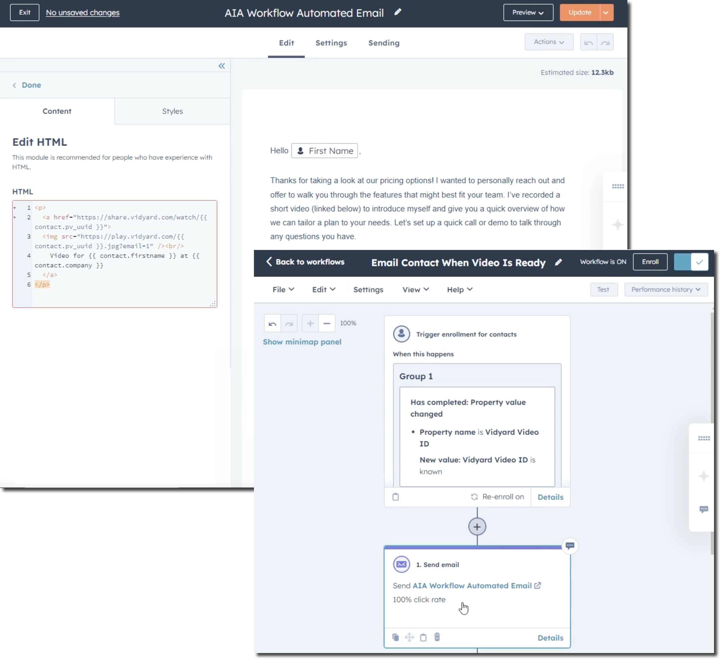 Examples of HubSpot Workflow triggers and Workflow automated email templates