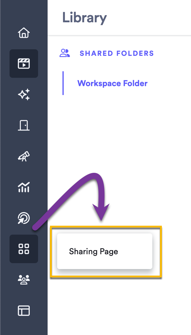 Vidyard library page with focus on Channels button in account toolbar