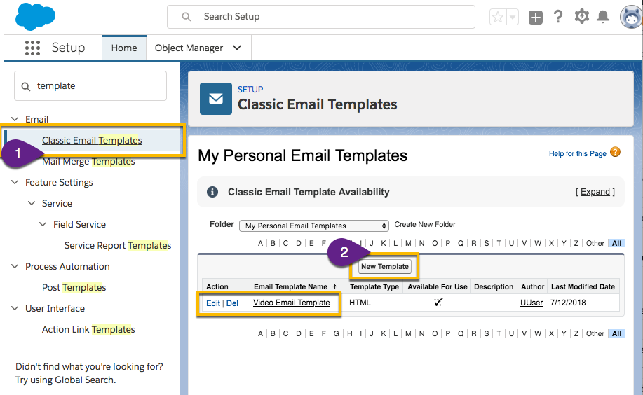 Create a Vidyard HTML email template in Salesforce Vidyard Support