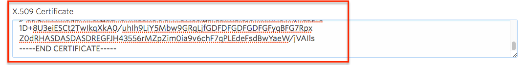 The certificate information is pasted into the Vidyard Hub Security tab's X.509 Certificate field. 