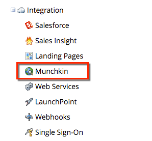 Under Integrations, click Munchkin. 