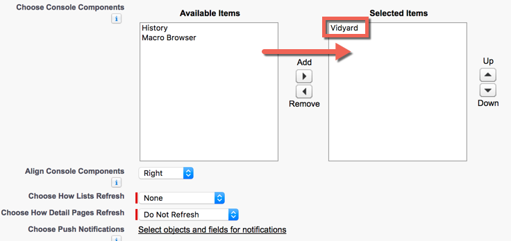Choose Console Components section