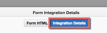 Integration details button is at the top of the lightbox. 