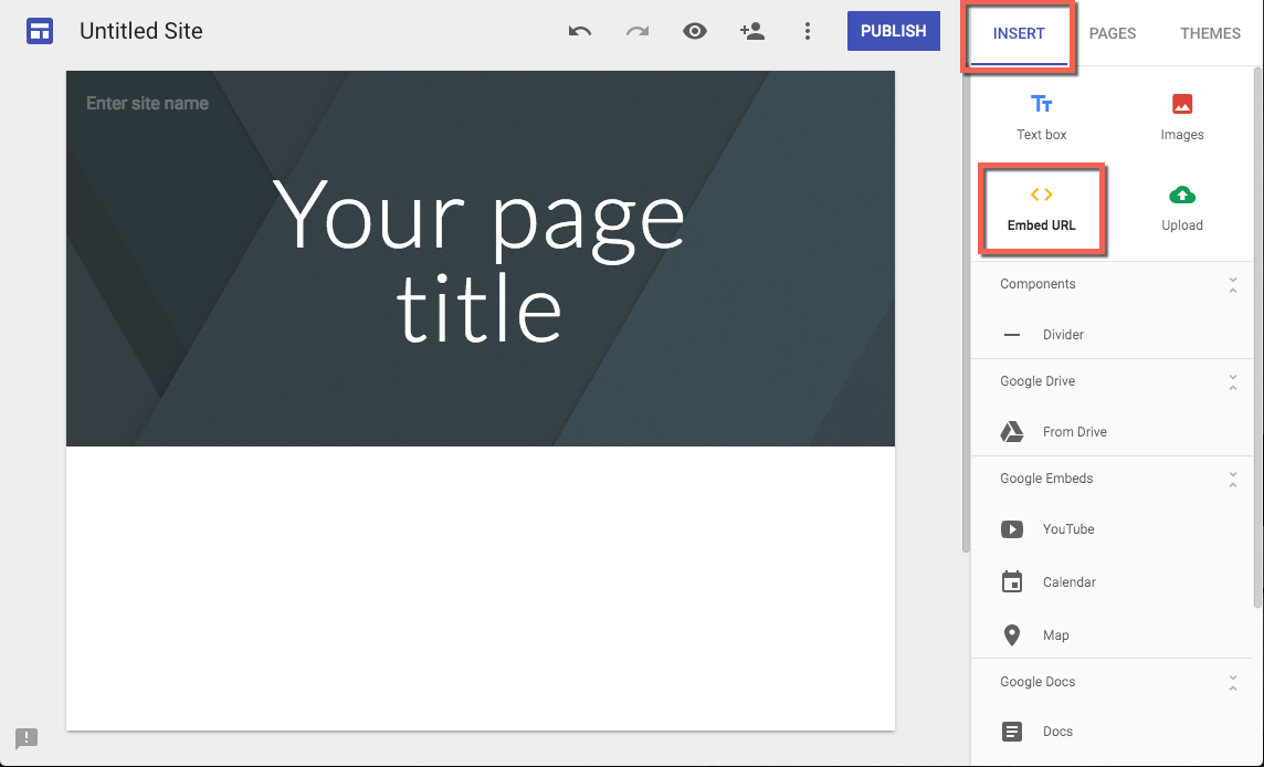 Steps on a Google Sites design page to embed a Vidyard player