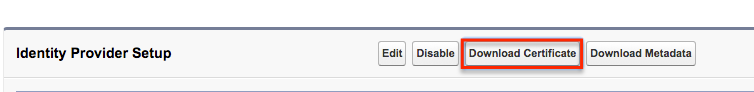 On the Indentity Provider Setup page is a Download Certificate button. 
