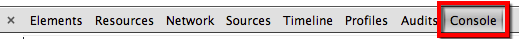 The Console tab in the top right of the Inspect Element area.
