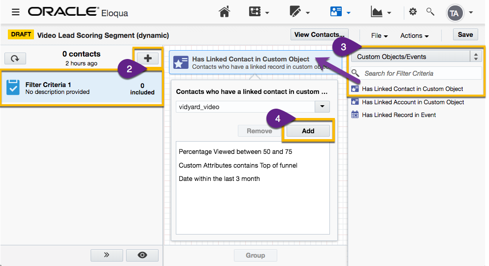 Building another segmented list with data from the Vidyard custom object