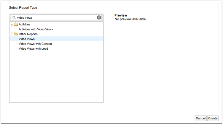 Selecting the 'video views' report type.