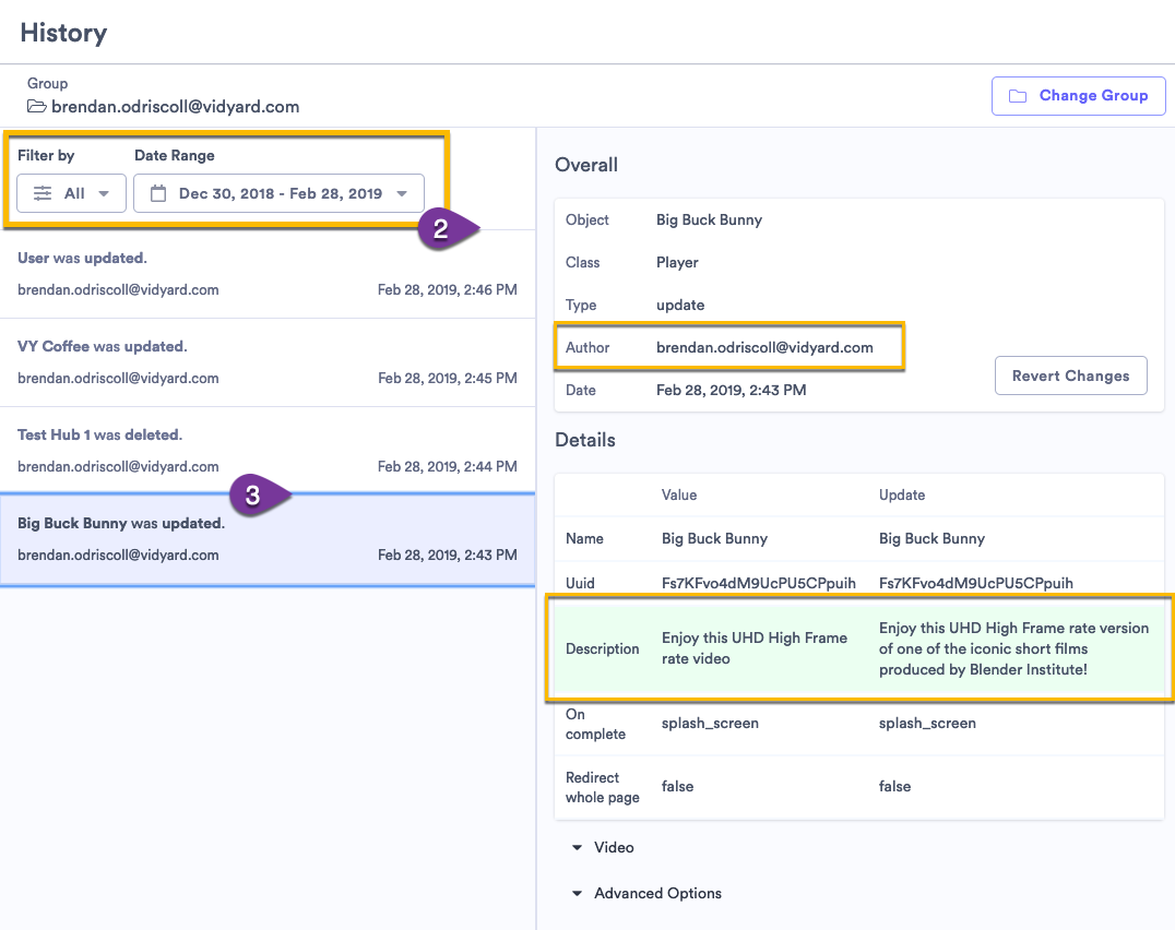 changes account vidyard revert history note