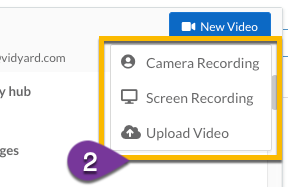 Options to create or upload a new video