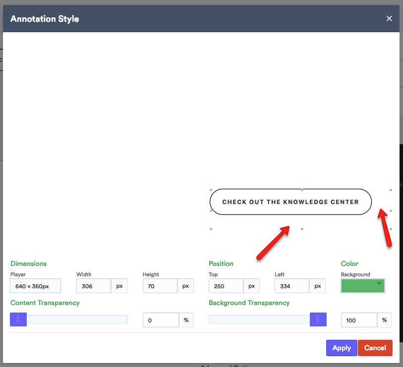 Adjust the positioning of the annotation