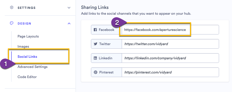Adding links to your social media channels