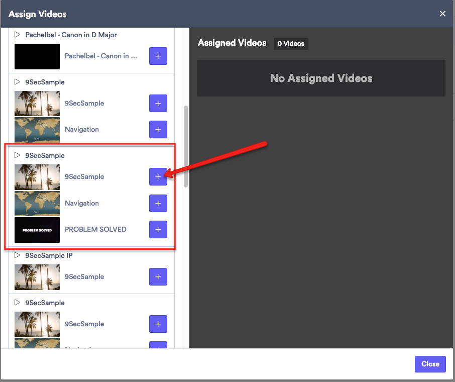 Click Add video and select the video
