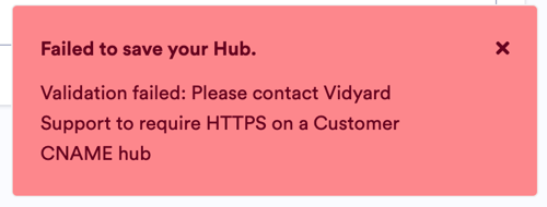 A validation error appears when you attempt to add specfic users to your hub or set up SSO without HTTPS enabled
