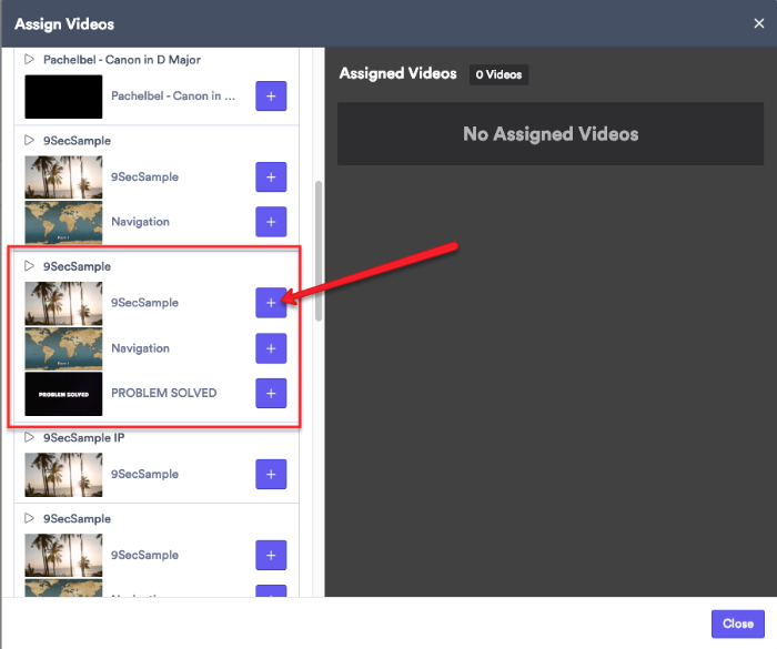 Click a video from the list