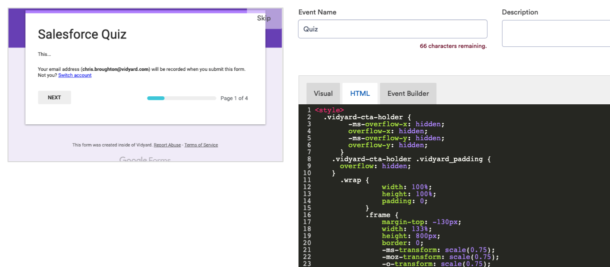Quiz in preview when code is pasted