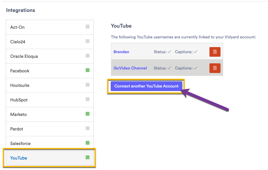 Connect a YouTube channel to Vidyard Vidyard Support