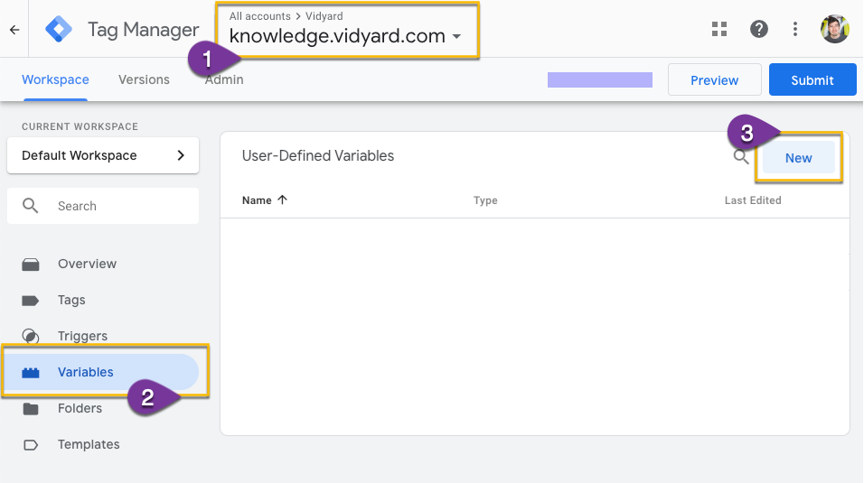 Steps to create a new variable in Google Tag Manager