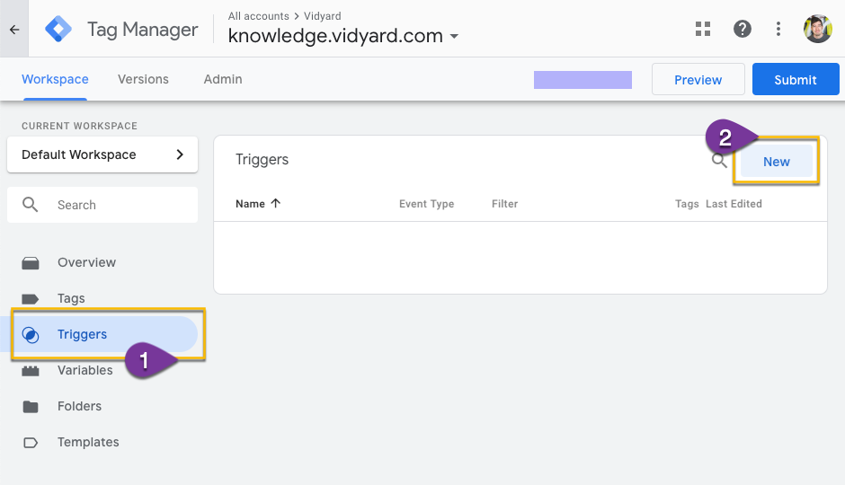 Steps to create a new Trigger in Google Tag Manager