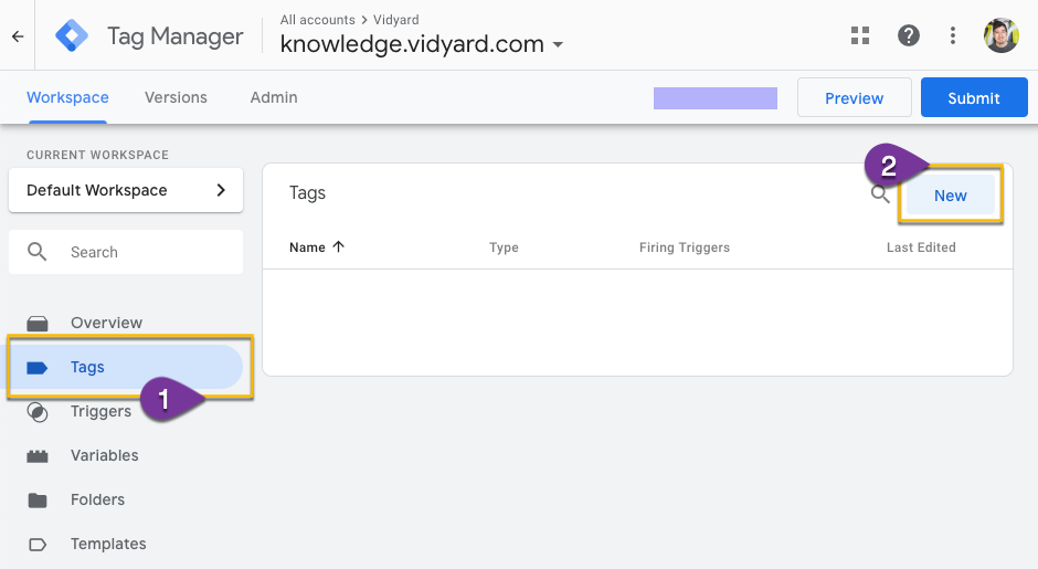 Steps to create a new tag in Google Tag Manager