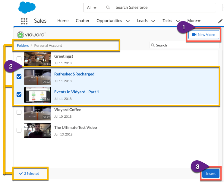 The Vidyard app in Salesforce Sales Cloud
