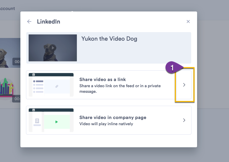 Choosing the option to share a link to your video