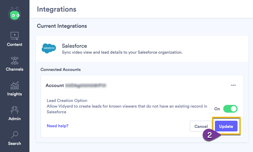 Enabling the lead creation option on the integration