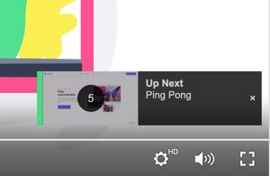 When the Up Next Preview setting is selected, a small countdown preview appears in the corner when the next video is about to start