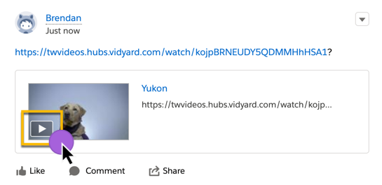 Sharing a video that can play inline in the Chatter feed