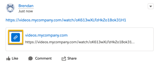 Sharing a video that is not allowed to pay inline in the Chatter feed