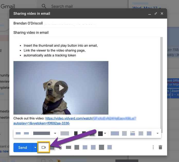 Adding a thumbnail that links to your video into an email message