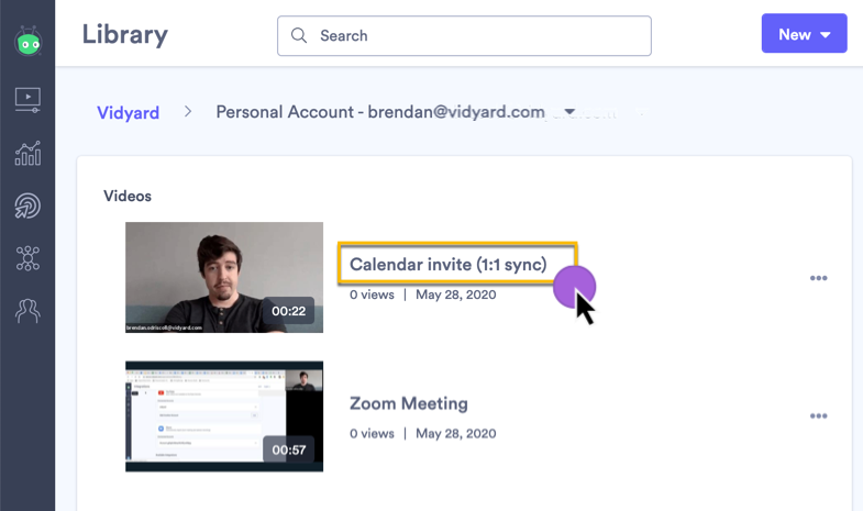 Selecting an uploaded Zoom recording in your library