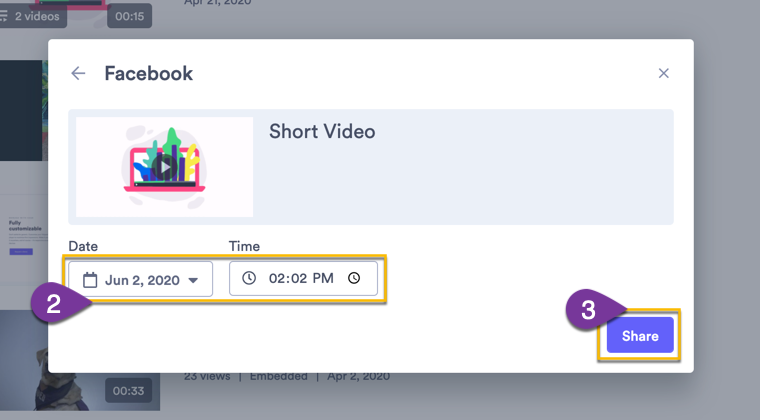 Indicating the time and date when the post will be scheduled