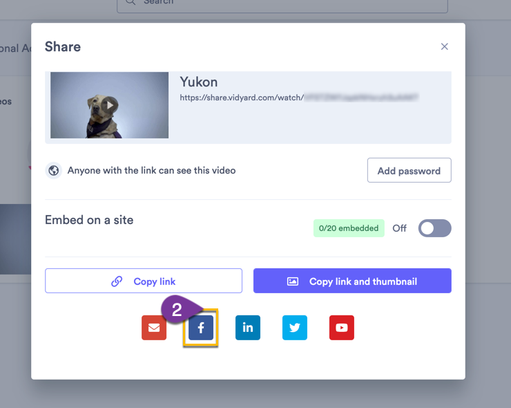 Selecting a video from your library to share to Facebook