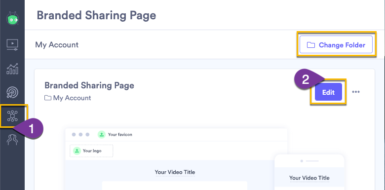 Editing your sharing page setting in a Vidyard Teams, Business or Enterprise account