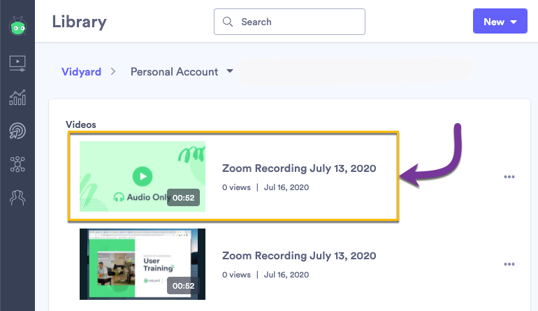 An audio-only recording of your meeting uploaded to Vidyard