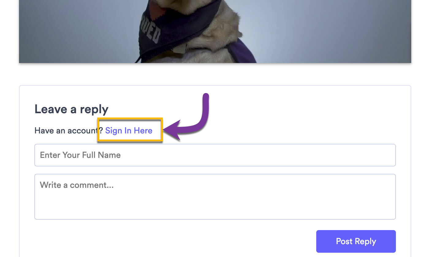 Signing in to your Vidyard account in order to delete a reply on your sharing page
