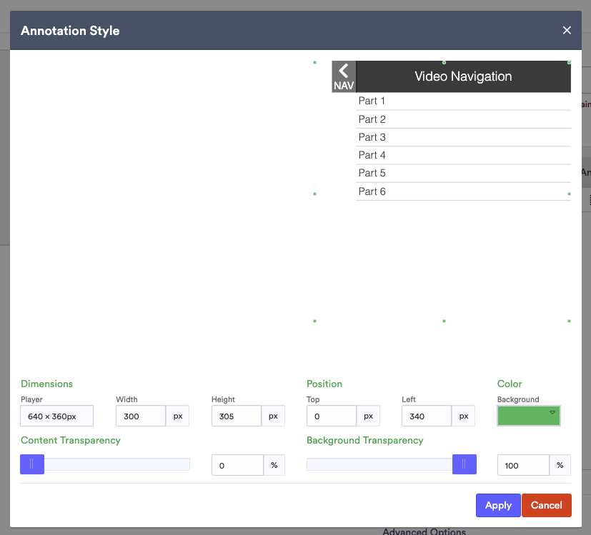 Annotation style setup