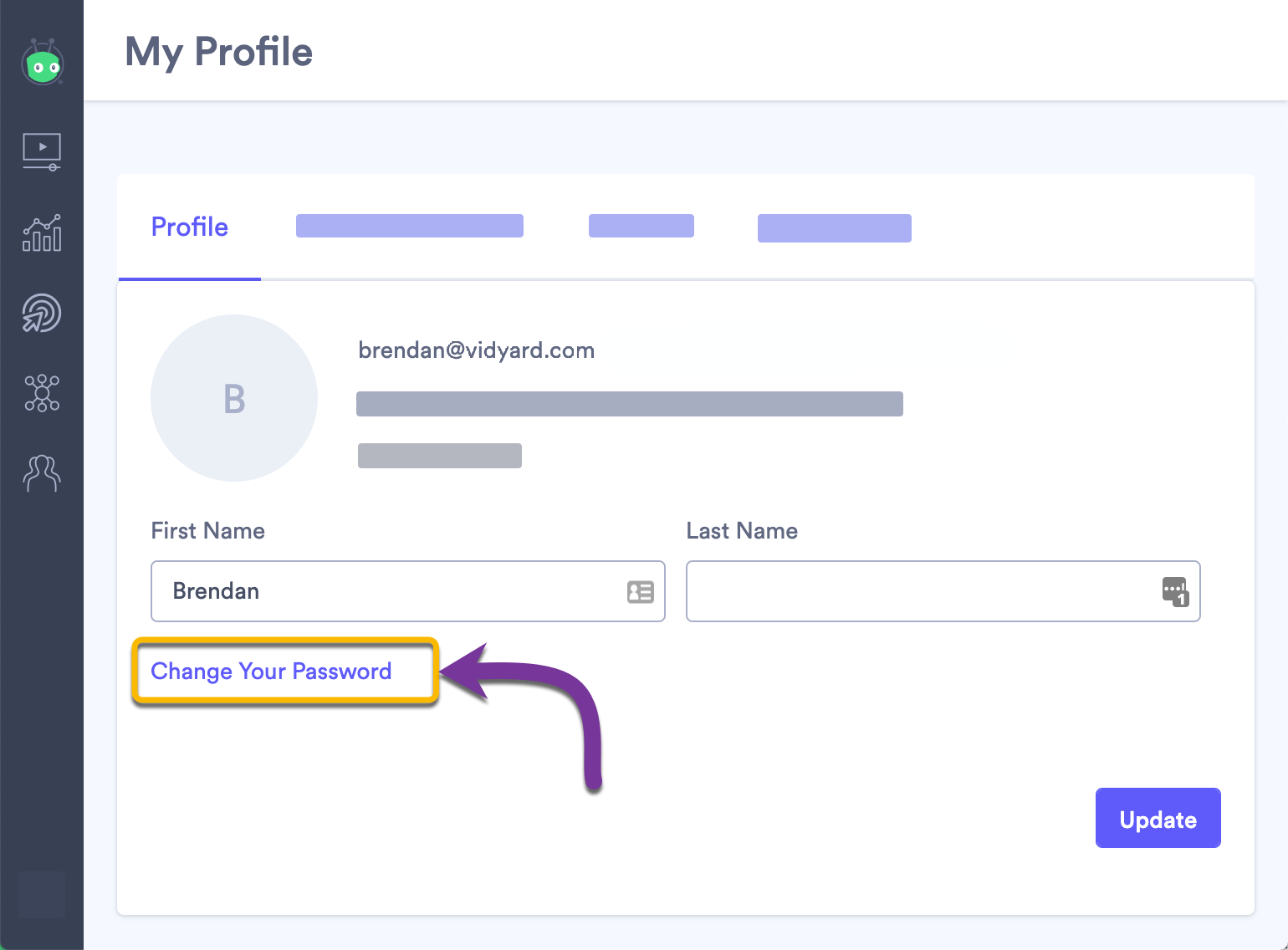 Selecting the Change Your Password link to receive an email with password reset instructions