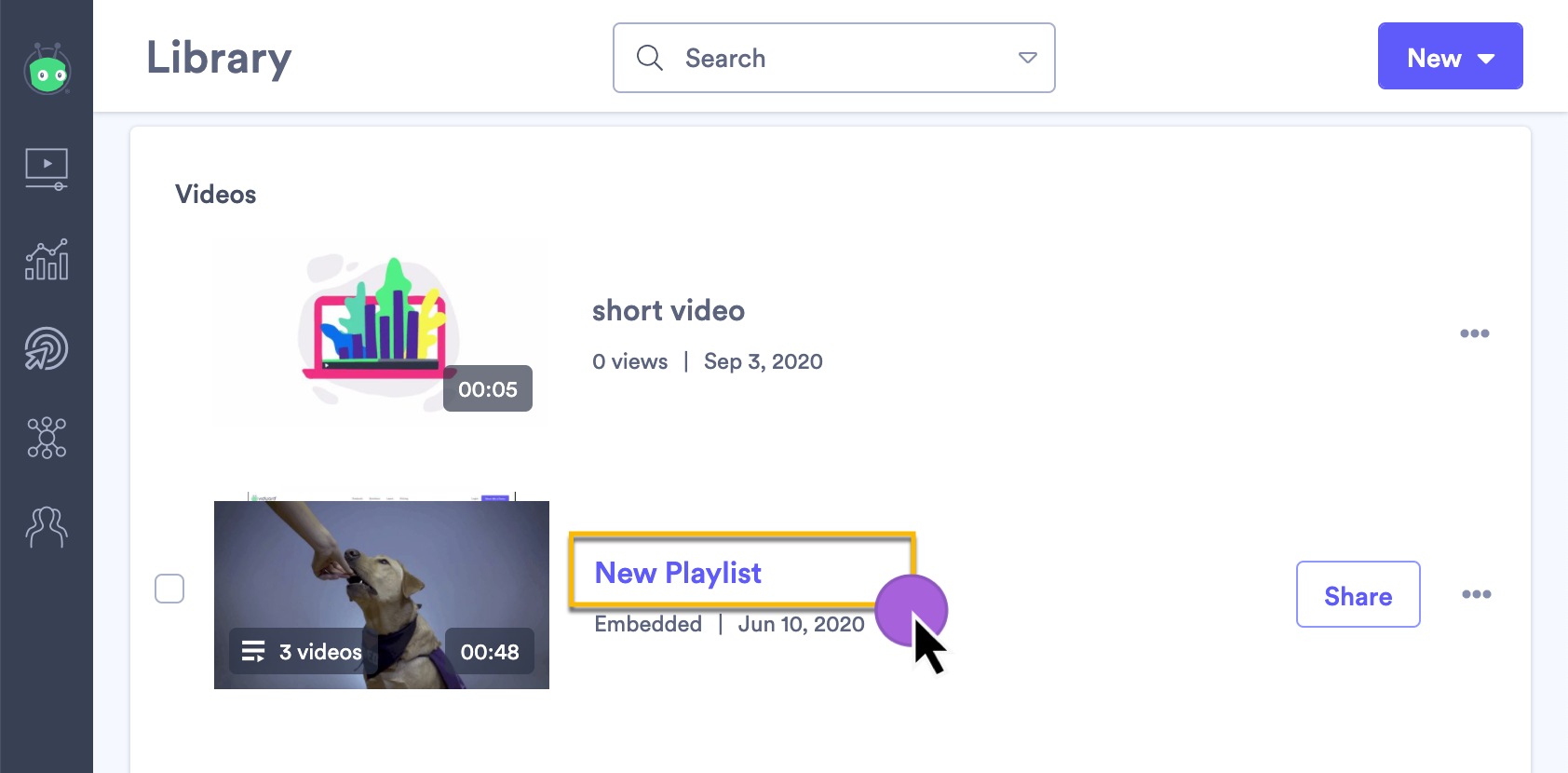 Selecting a playlist from your library to open the edit page